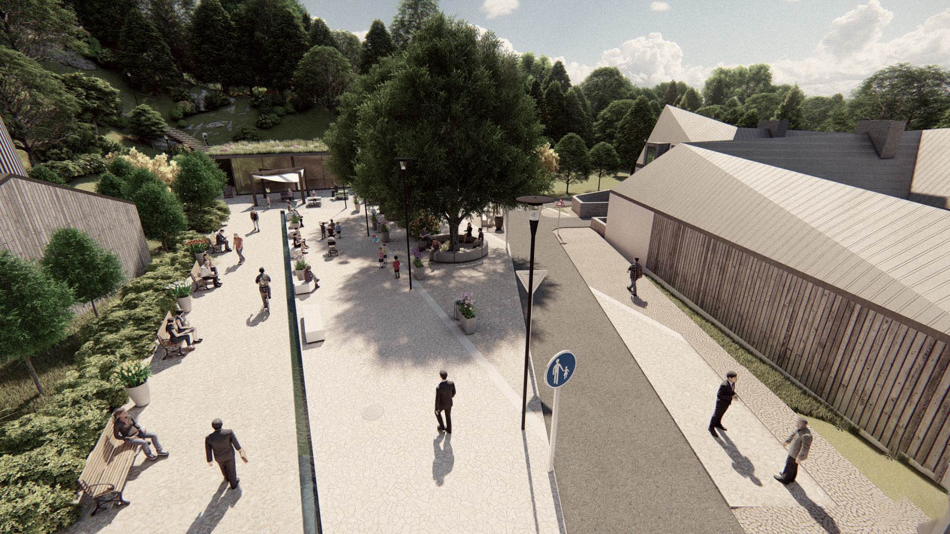 Rezidence Jenerálka KKCG - vizualizace promenády. Autor: Kurz architekti 