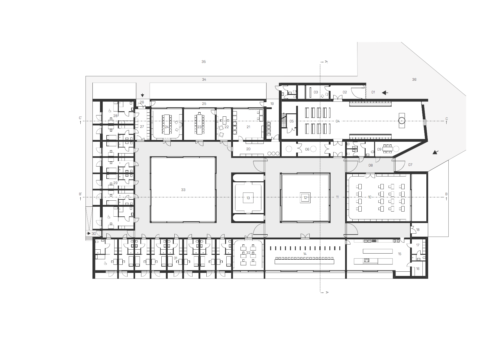 Klášter Uhliště - půdorys. Autor: KURZ architekti 