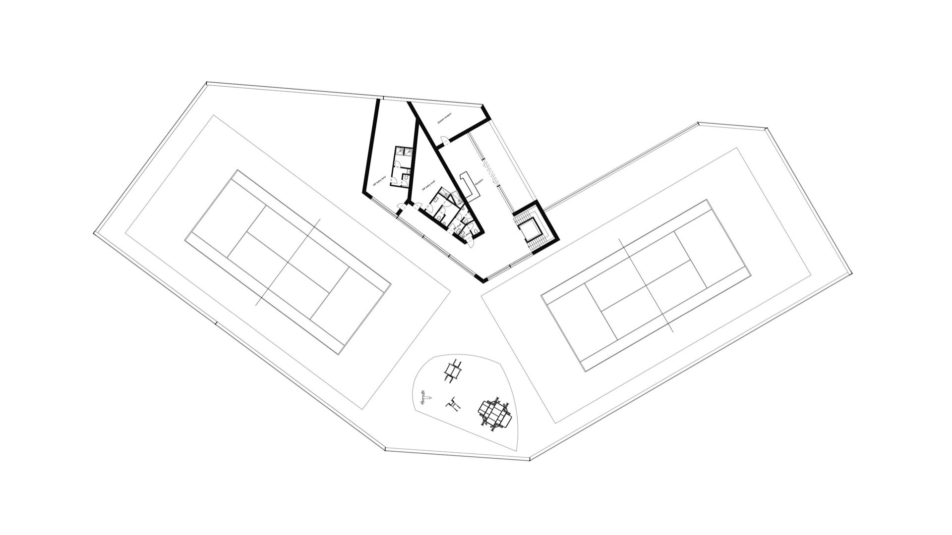 Rezidence Jenerálka KKCG - půdorys sportovního komplexu - 1.NP. Autor: Kurz architekti 