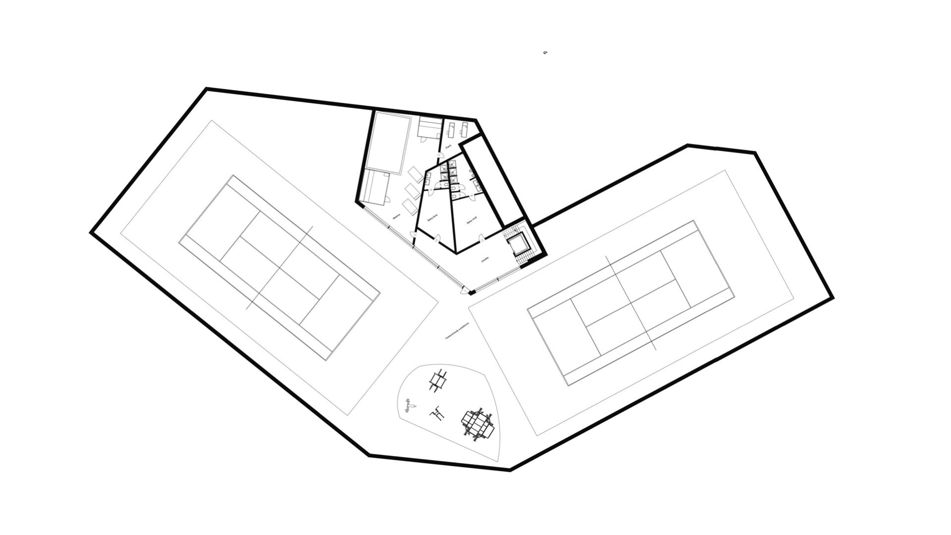 Rezidence Jenerálka KKCG - půdorys sportovního komplexu - 2.NP. Autor: Kurz architekti 