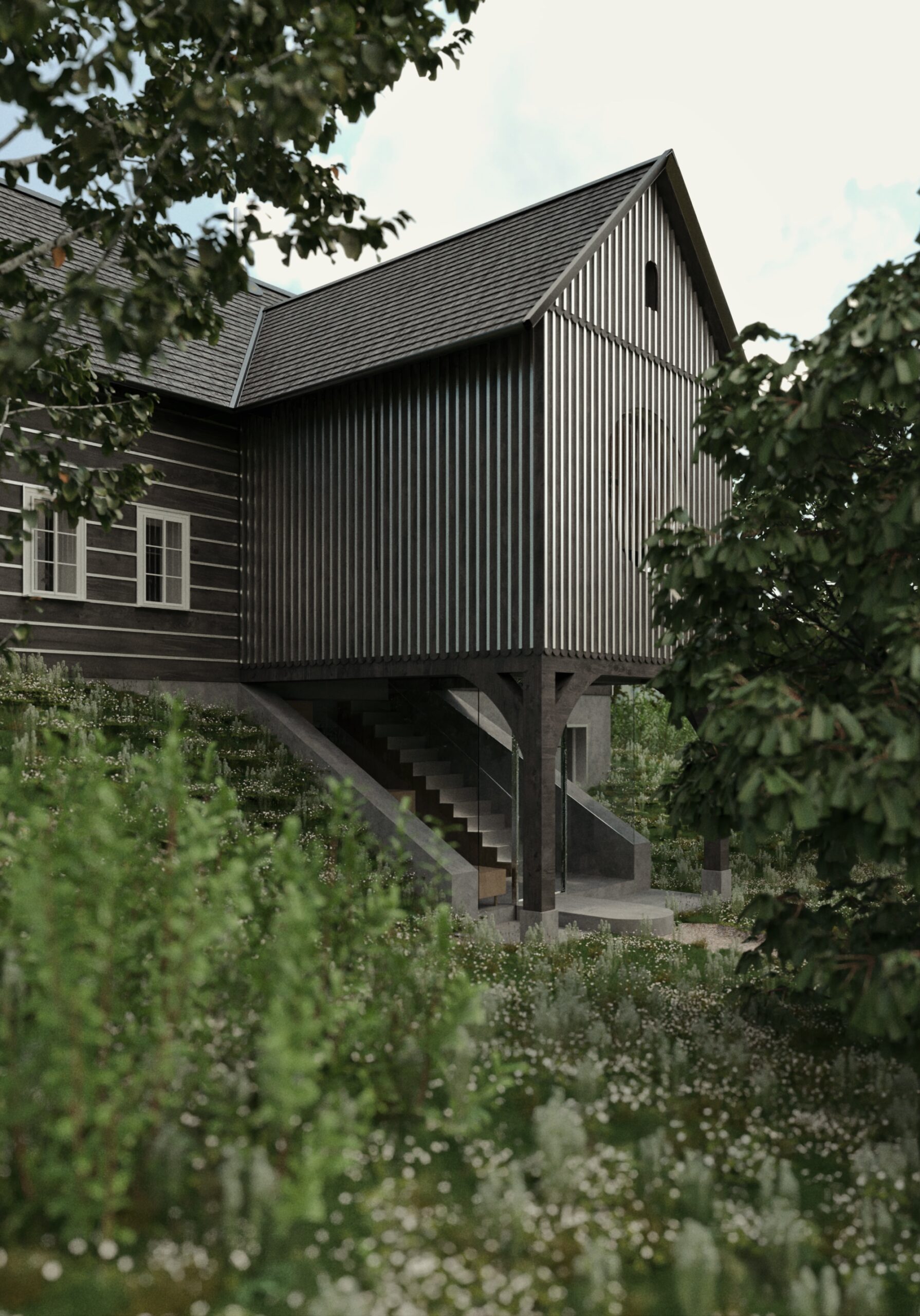 01_Kurz_architects_Chata_pod_lesem_Krystofovo_udoli_vstup_zen_svetnice